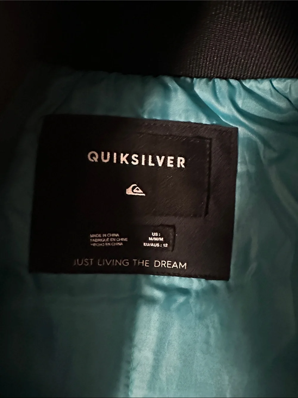 Quiksilver Black Boys Jacket with Teal Inner Lining M(12)